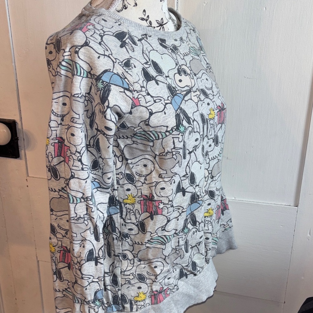 GAP Peanuts Snoopy Woodstock Kids Gray Cartoon Sweatshirt - Picture 3 of 7